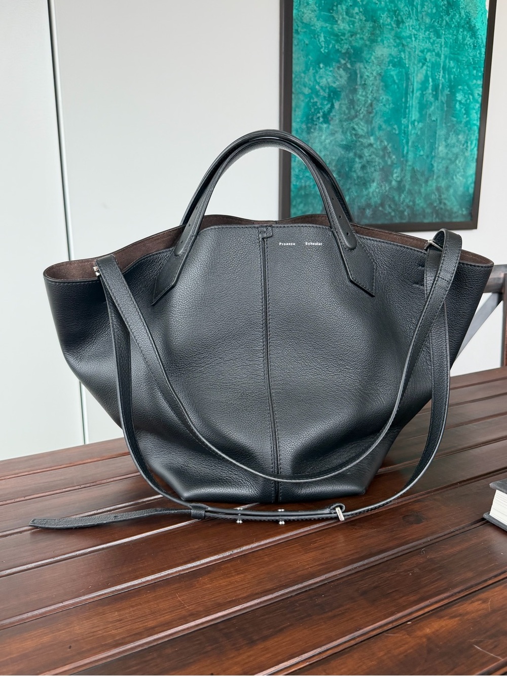 Proenza Schouler Black Leather Tote with Removable Strap